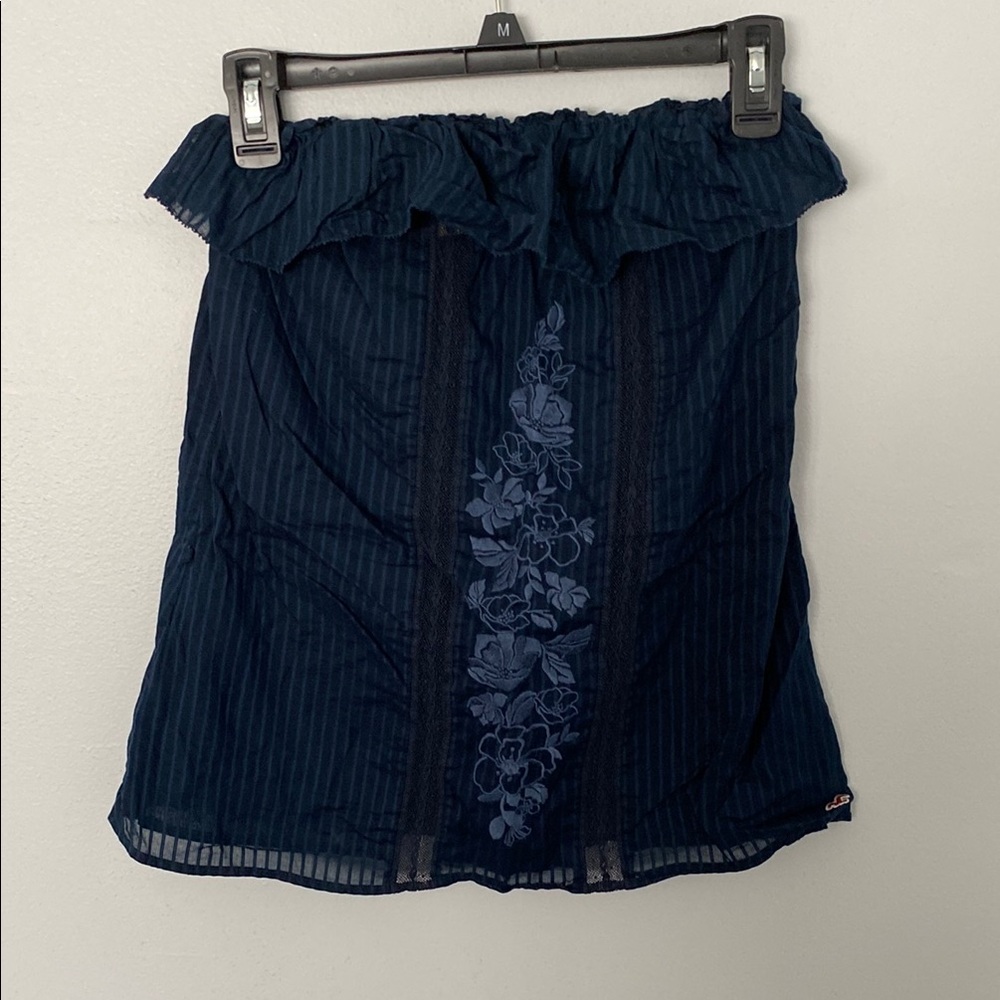 Hollister Navy Blue Floral Blouse